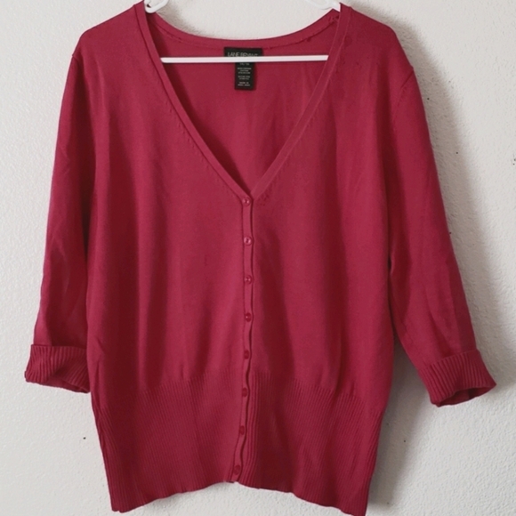 Lane Bryant Cardigan in Raspberry 3/4 Sleeve Size 14 - Picture 1 of 7